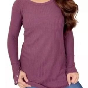 Chaser Women's Size S Purple Waffle Thermal Knit Long Sleeve Shirttail Tunic